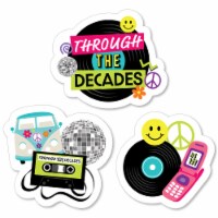 Big Dot of Happiness Through the Decades Shaped 50s, 60s, 70s, 80s & 90s Party Cut-Outs 24 Ct