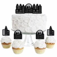 Big Dot of Happiness Nighttime City Skyline - Toppers New York Party Clear Treat Picks 24 Ct