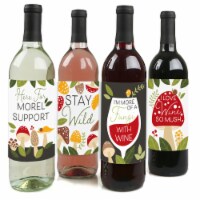 Big Dot of Happiness Wild Mushrooms - Red Toadstool Party Wine Bottle Label Stickers 4 Ct