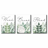 Big Dot of Happiness Boho Botanical Bathroom Rules Wall Art - 7.5 x 10  3 Ct Wash Brush Flush