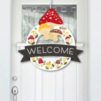 Big Dot of Happiness Wild Mushrooms - Outdoor Red Toadstool Party Decor - Front Door Wreath