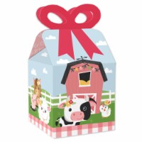 Big Dot of Happiness Girl Farm Animals Pink Baby Shower Birthday Party Bow Boxes 12 Ct
