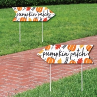 Big Dot of Happiness Fall Pumpkin Thanksgiving Arrow Double Sided Directional Yard Signs 2 Ct