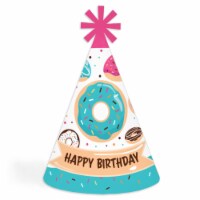 Big Dot of Happiness Donut Worry, Let’s Party - Cone Birthday Party Hats Standard Size - 8 Ct