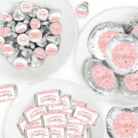 Big Dot of Happiness Pink Rose Gold Birthday Party - Candy Favor Sticker Kit - 304 Pc
