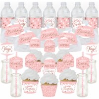 Big Dot of Happiness Pink Rose Gold Birthday Cupcake Kit - Fabulous Favor Party Pack - 100 Pc