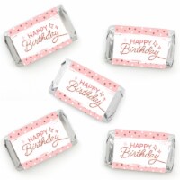 Big Dot of Happiness Pink Rose Gold Birthday - Mini Candy Bar Wrapper - Party Favors - 40 Ct