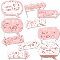 Big Dot of Happiness Funny 10th Pink Rose Gold Birthday Party Photo Booth Props Kit 10 Pc