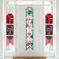 Big Dot of Happiness Christmas Pajamas Banners Holiday Party Decoration Kit Indoor Door Decor