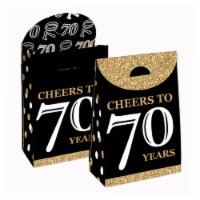 Big Dot of Happiness Adult 70th Birthday - Gold Gift Favor Bags - Party Goodie Boxes 12 Ct