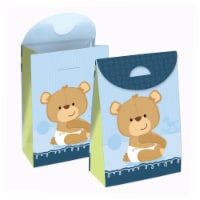 Big Dot of Happiness Baby Boy Teddy Bear Shower Gift Favor Bags - Party Goodie Boxes 12 Ct