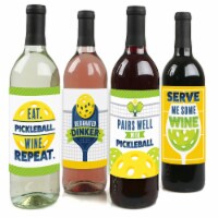 Big Dot of Happiness Let’s Rally Pickleball Birthday & Retirement Wine Bottle Stickers 4 Ct