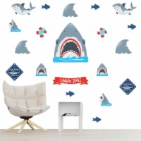Big Dot of Happiness Shark Zone - Peel & Stick Kids Room Vinyl Stickers - Wall Decals - 20 Ct