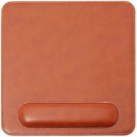 PU Leather Mouse Pad with Wrist Support, Office Desk Accessories (Brown)