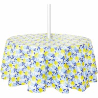 Round Outdoor Tablecloth with Umbrella Hole for Patio Table, Lemons Design (5 Ft)