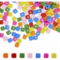 Wooden Cube Beads for Crafts and Jewelry Making, 7 Colors (0.39 in, 300 Pieces)