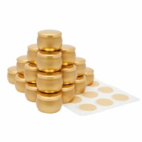 24 Pack Gold Tins for Candle Making, Empty Jar Containers and Labels (3 x 2 In)