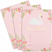Sparkle and Bash Swan Design Invitation (5 x 7 in, 36 Pack)