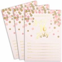 Sweet 16 Birthday Party Invitations with Envelopes (5 x 7 In, 36 Pack)