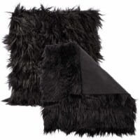 Square Faux Fur Fabric for Crafts, Sewing, DIY Pillows (Black, 18x18 in, 2 Pack)