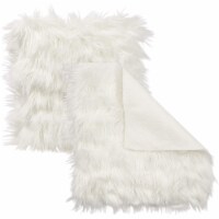 Square Faux Fur Fabric for Crafts, Sewing, DIY Pillows (White, 18x18 in, 2 Pack)