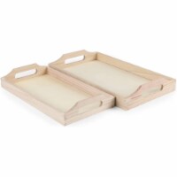 Lightweight Wooden Trays with Handles for DIY Crafts, Decorating (2 Sizes, 2 Pack)