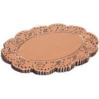 Lace Paper Doilies, Rose Gold Foil Oval Placemats (9 x 6.5 In, 100 Pack)