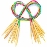 12 Pairs Bamboo Knitting Needles Set with Colorful Plastic Tube, Size 2-15