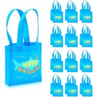 Shark Birthday Party Favor Tote Bags for Kids (Blue, 6.5 x 7 x 1.77 In, 24 Pack)