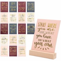 Inspirational Quote Desk Posters Cards with Wooden Stand (21 Pieces, 4.9 x 6.75 In.)