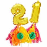 Gold Cake Topper Number Balloons, Number 21 Balloon (7.5 in)