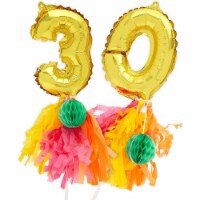 Gold Cake Topper Number Balloons, Number 30 Balloon (7.5 In)