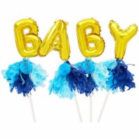 Gold Balloon Cake Topper Letters, Baby Foil Letter Balloons for Boy (7.5 In, 4 Pieces)