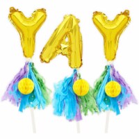 YAY Balloon with Tassel (7 in, Gold)