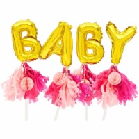 Gold Cake Topper Letters, Baby Foil Letter Balloons for Girl (7.5 In, 4 Pieces)