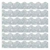 Trend Enterprises TREND Terrific Trimmers Scalloped Border 2.25  x 195' Silver Sparkle