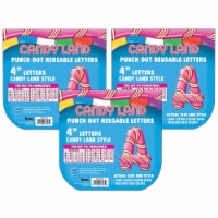 Eureka Candy Land 4  Peppermint Stripe Deco Letters Multicolored 176 Per Pack 3 Packs