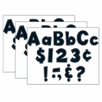Teacher Created Resources 4  Fun Font Letters Black Stitch 160 Pieces Per Pack 3 Packs