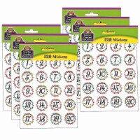 Teacher Created Resources Confetti Numbers Stickers 120/Pack 6 Packs (TCR5574-6)