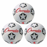 Champion Sports Size 4 Nylon/Rubber Soccer Ball White/Black Pack of 3 (CHSSRB4-3)