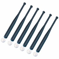 Champion Sports Plastic Baseball Bat & Ball Combo Set Black/White 6 Sets (CHSPLBC-6)