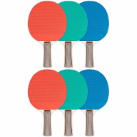 Champion Sports Rubber Face Table Tennis Paddle Assorted Pack of 6 (CHSPN1-6)