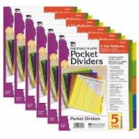 Charles Leonard Inc 5-Tab Index Dividers with Pockert - Assorted