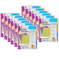 CLI Charles Leonard Insertable Plastic Index Dividers 5-Tabs Assorted Colors 5/Pack 12 Packs