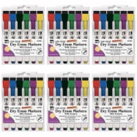 CLI Charles Leonard Magnetic Dry Erase Markers with Erasers Fine Tip Assorted Colors 6 Per