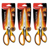 Maped Ultimate 8  Straight Stainless Steel Scissors Pointed Tip Orange/Black Handle Pack of