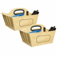 Teacher Created Resources Vinyl Storage Caddy 9  x 9  x 6  Burlap Design Pack of 2