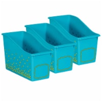 Teacher Created Resources Plastic Book Bin 5.5  x 11.38  x 7.5  Teal Confetti Pack of 3
