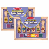 Melissa & Doug Happy Handle Wooden Stamp Set 6 Stamps & Stamp Pad Per Set 2 Sets (LCI2407-2)