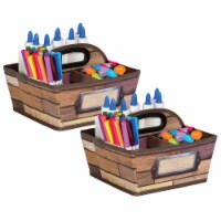 Teacher Created Resources Vinyl Storage Caddy 9  x 9  x 6  Reclaimed Wood Design Pack of 2